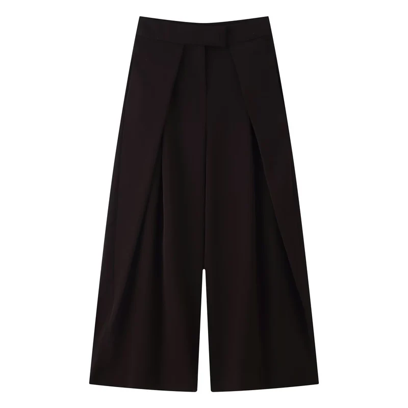 Damen Culotte-Hose mit weitem Bein, hoher Taille und ausgestellter Silhouette Drune