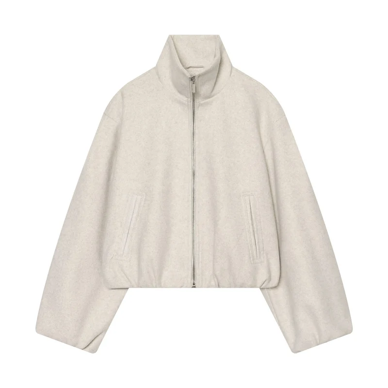 Damen Cropped Wollmix-Blouson mit hohem Stehkragen und Reißverschluss Drune