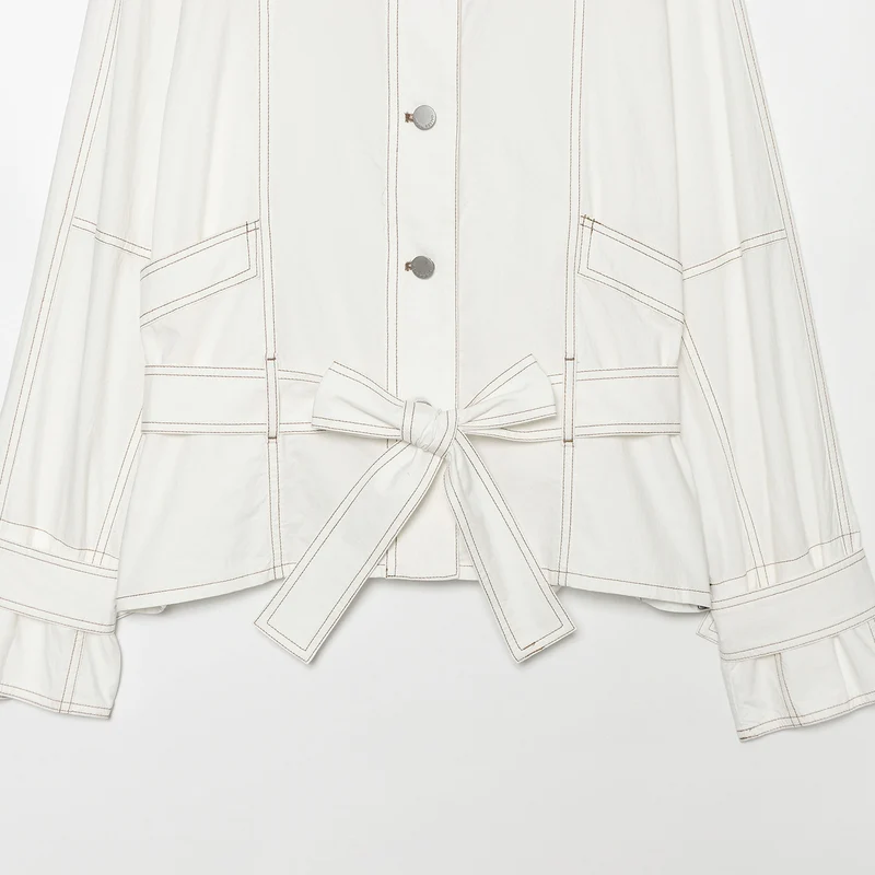 Damen Cropped Utility‑Jacke mit Stehkragen, Taillenband und sichtbaren Ziernähten Drune