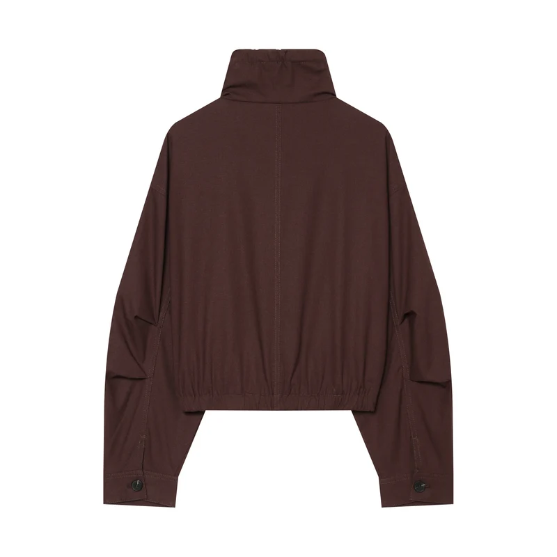 Damen Cropped Utility‑Blouson mit hohem Stehkragen, Tunnelzugbund und Pattentaschen Drune
