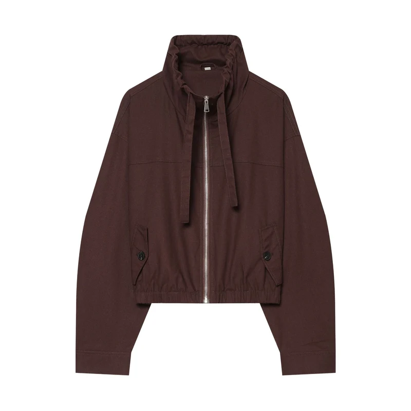 Damen Cropped Utility‑Blouson mit hohem Stehkragen, Tunnelzugbund und Pattentaschen Drune