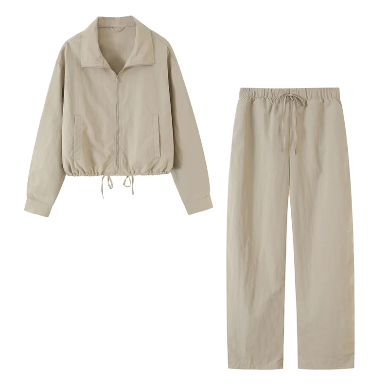 Damen Cropped-Übergangsjacke mit Tunnelzug und Stehkragen Drune