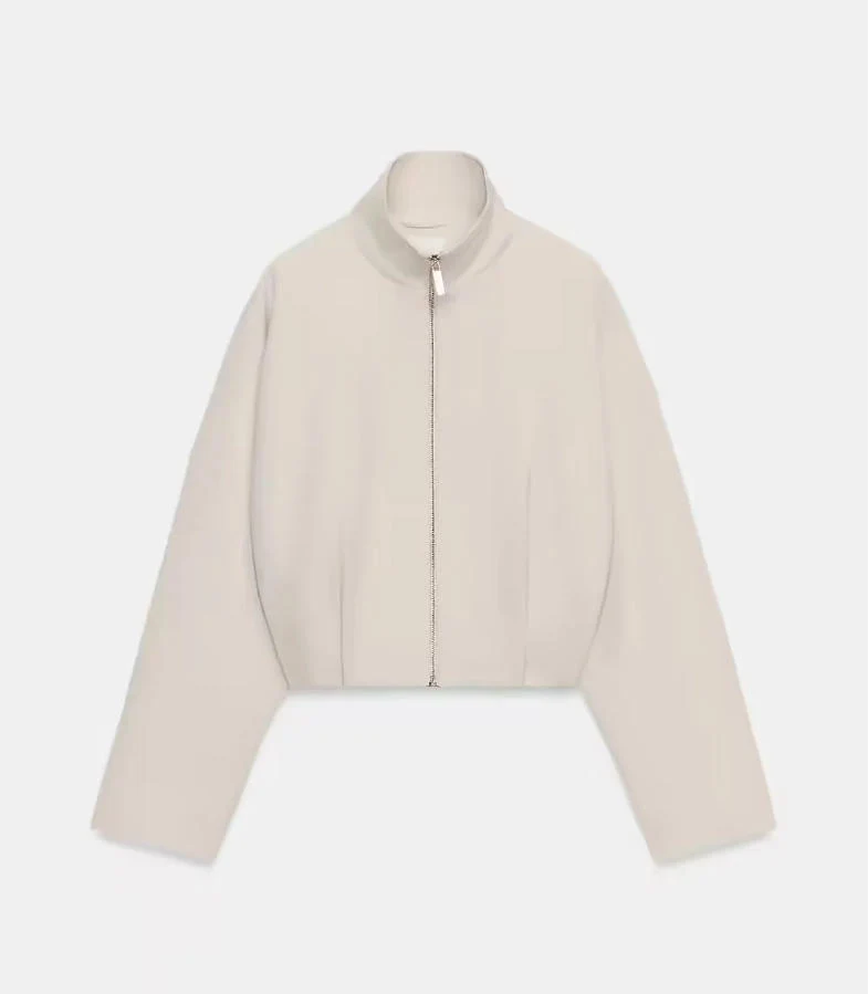 Damen Cropped schmal taillierte Blousonjacke mit Stehkragen und cleanem Schnitt Drune