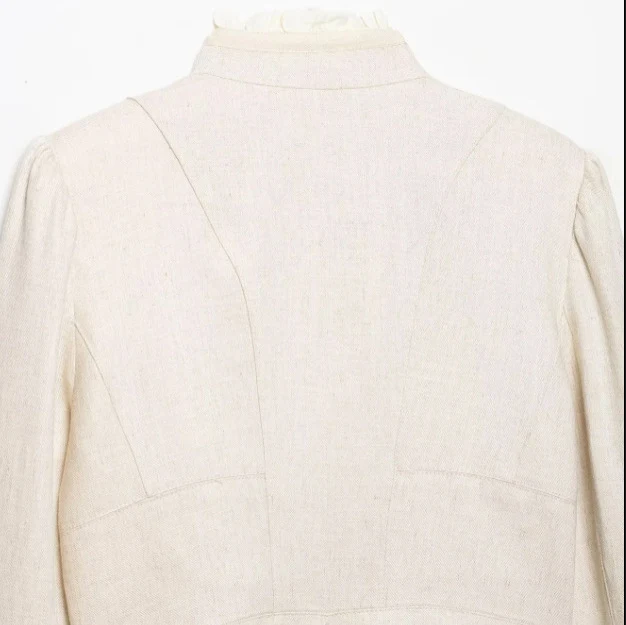 Damen Cropped Militärblouson mit Stehkragen, Zierknopfreihe und plissierten Ärmeln Drune