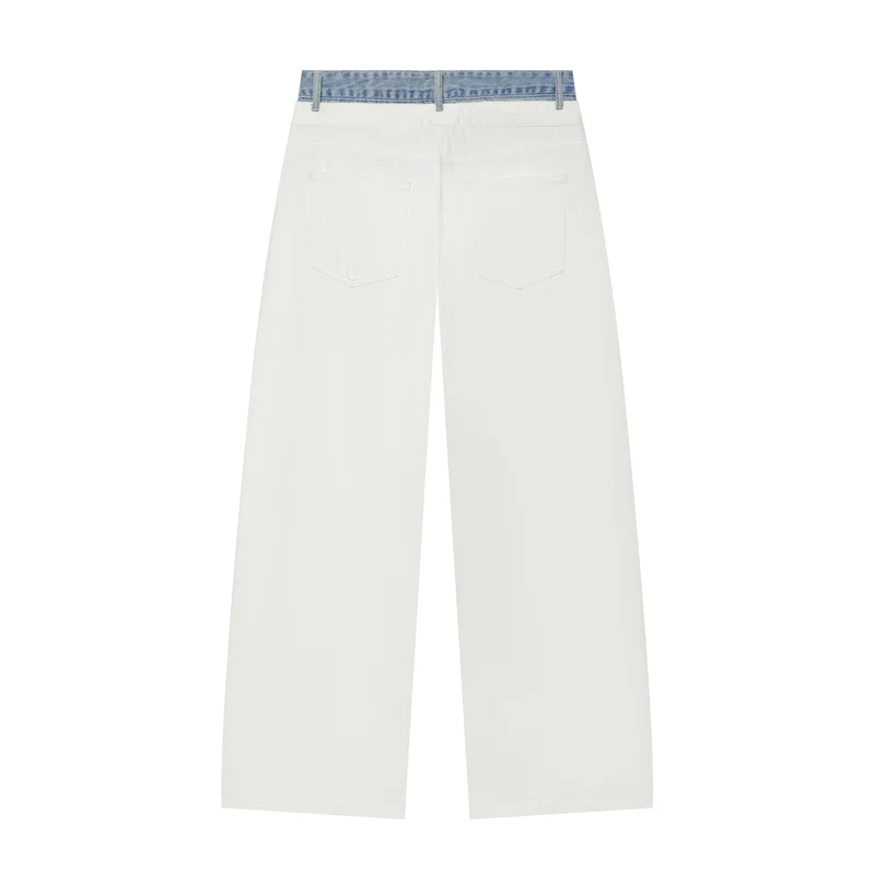 Damen Cropped-Jeans mit weitem Bein und kontrastierendem Bund Drune