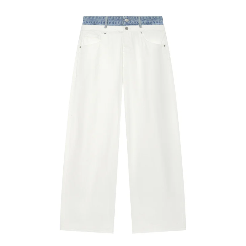 Damen Cropped-Jeans mit weitem Bein und kontrastierendem Bund Drune