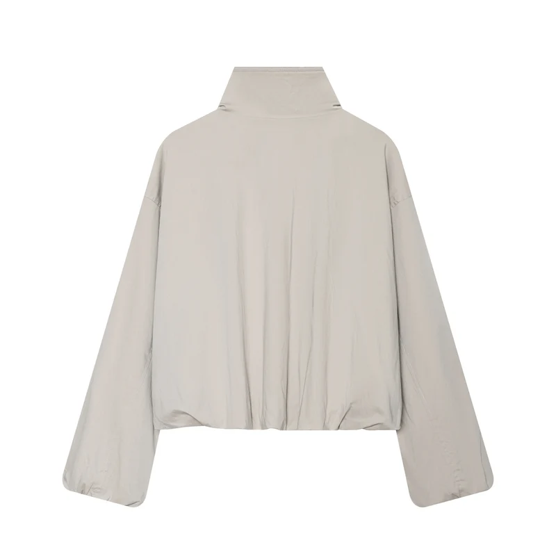 Damen Cropped Funktionsblouson mit Funnelkragen und verdeckter Druckknopfleiste Drune