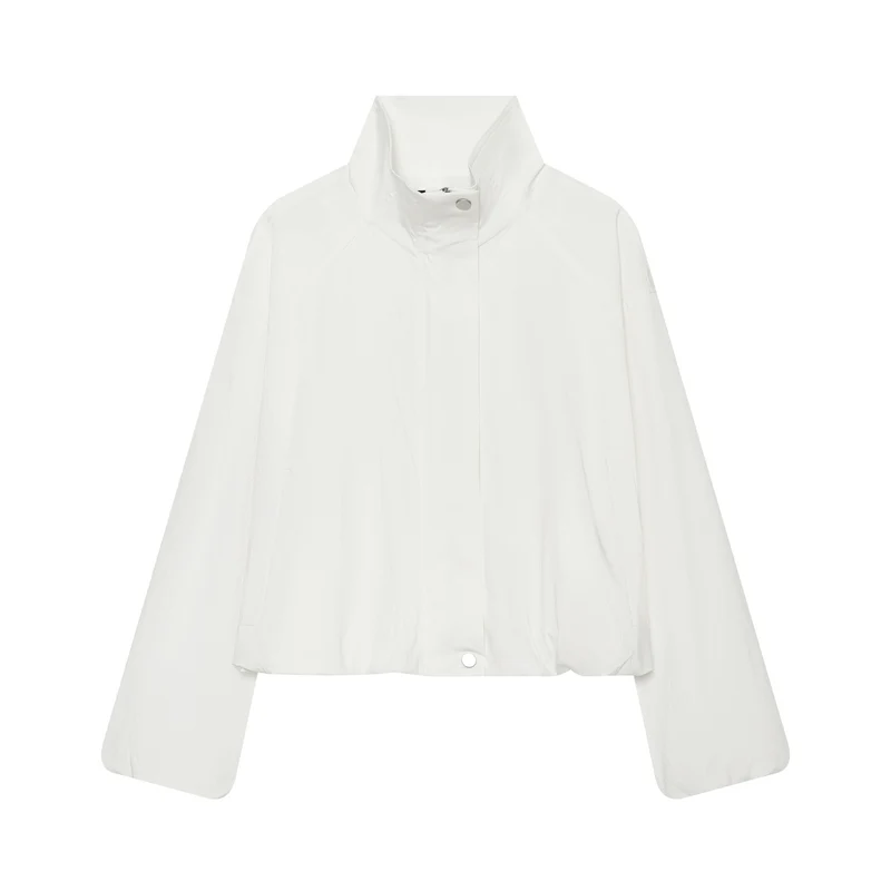 Damen Cropped Funktionsblouson mit Funnelkragen und verdeckter Druckknopfleiste Drune