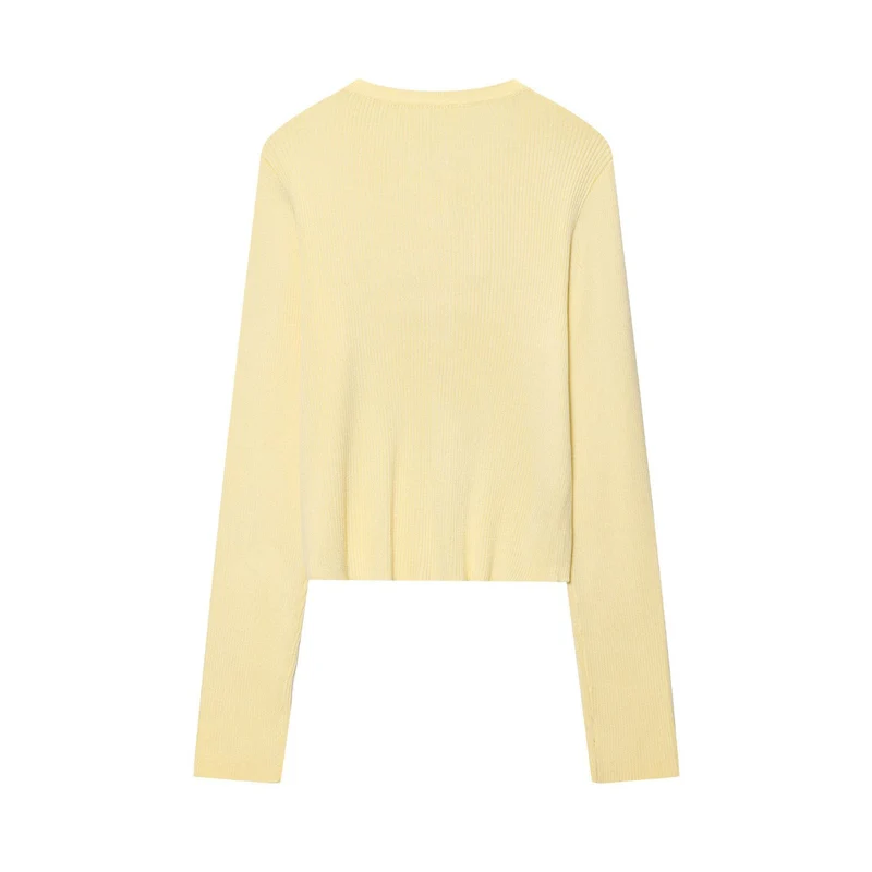 Damen Cropped Feinstrick-Cardigan mit Druckknopfleiste und Rippstruktur Drune