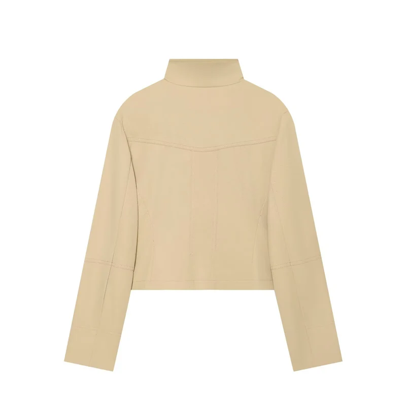 Damen Cropped Doppelreiher-Fieldjacke mit hohem Stehkragen und aufgesetzten Pattentaschen Drune