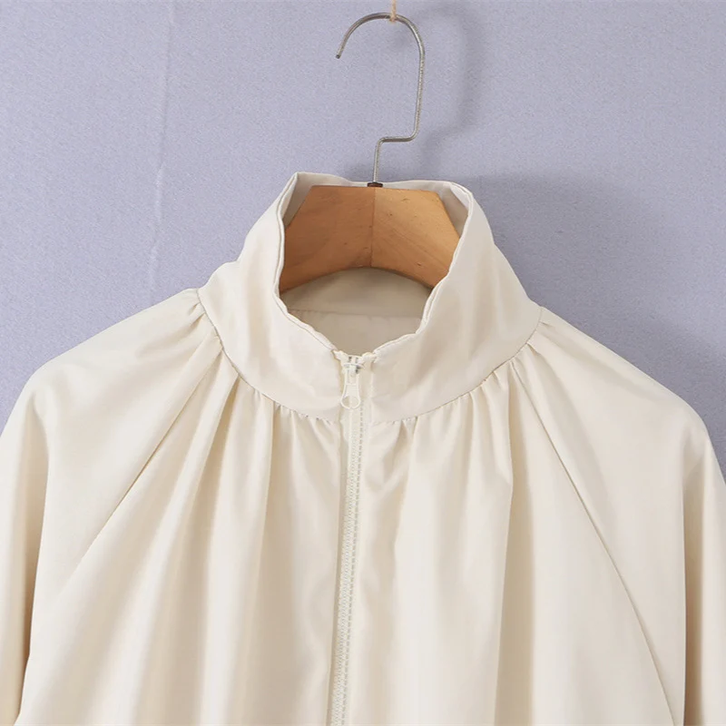 Damen Cropped Cape‑Blousonjacke mit weitem Glockenärmel und Stehkragen Drune
