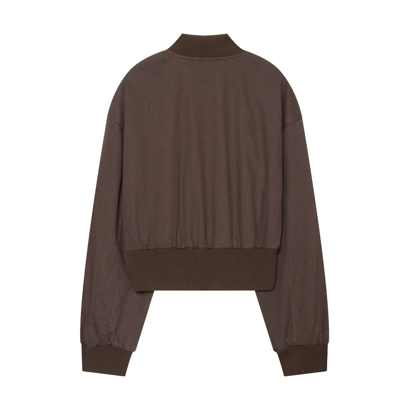 Damen Cropped Canvas‑Bomberjacke mit elastischem Rippsaum und Oversize‑Ärmeln Drune