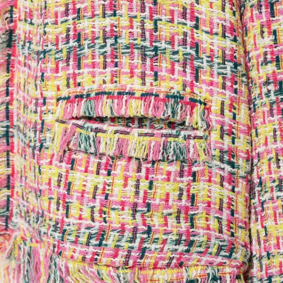 Damen Cropped Bouclé‑Tweed‑Blazer im Chanelstil mit Fransenabschlüssen Drune