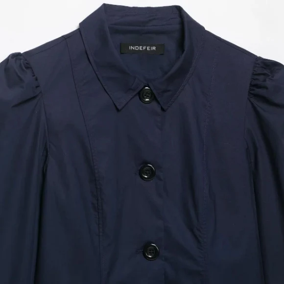Damen Cropped Blousonjacke mit Puffärmeln, Hemdkragen und verlängerten Manschetten Drune