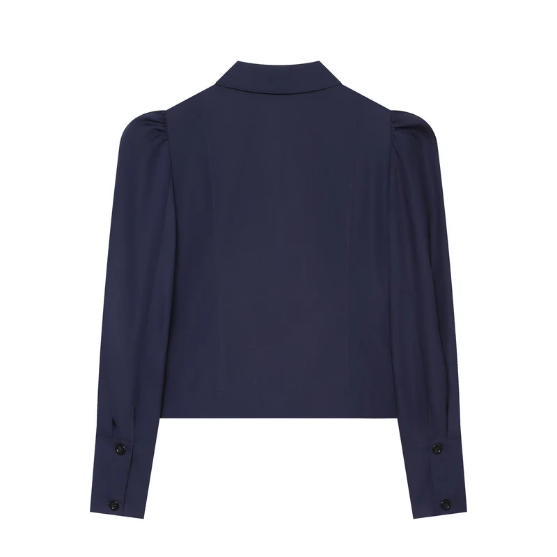 Damen Cropped‑Blousonjacke mit Puffärmeln, Hemdkragen und taillierter Silhouette Drune