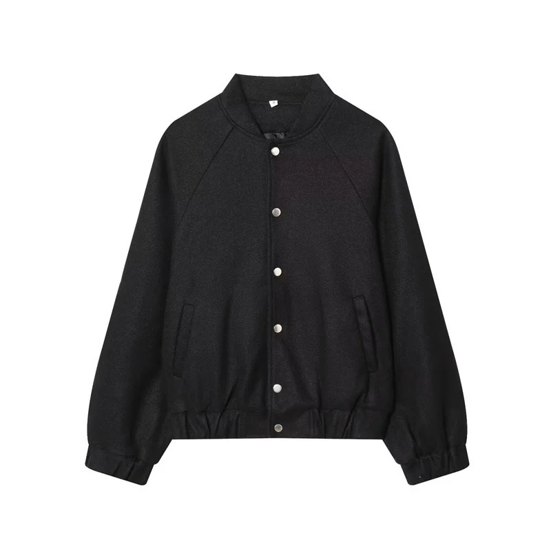 Damen Cropped Blousonjacke im Bomberstil mit Stehkragen, Druckknopfleiste und taillierendem Gummizug Drune