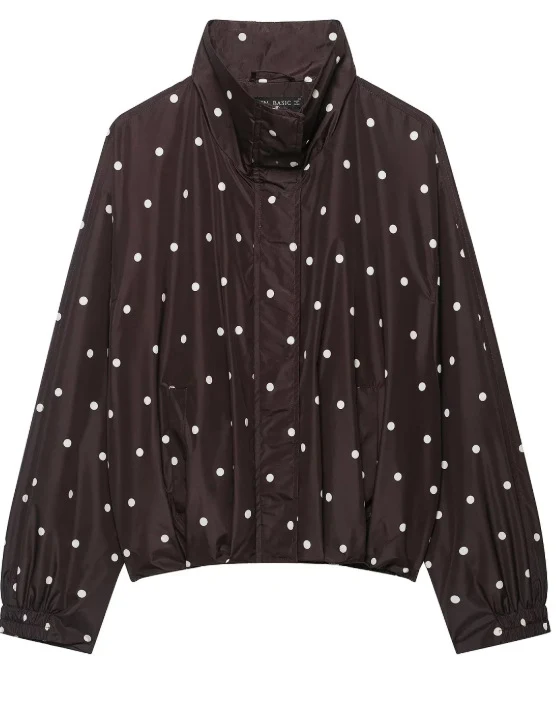 Damen Cropped Blousonjacke aus Webstoff mit Stehkragen, elastischem Saum und feinem Karo‑Design Drune