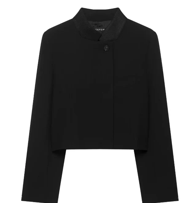Damen Cropped‑Blazerjacke im minimalistischen Boxy‑Schnitt mit kurzem Stehkragen Drune