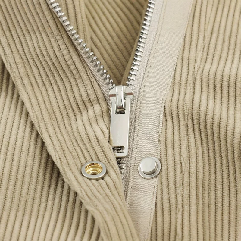 Damen Cordjacke aus Kord mit Taillengürtel und Druckknopfverschlüssen Drune
