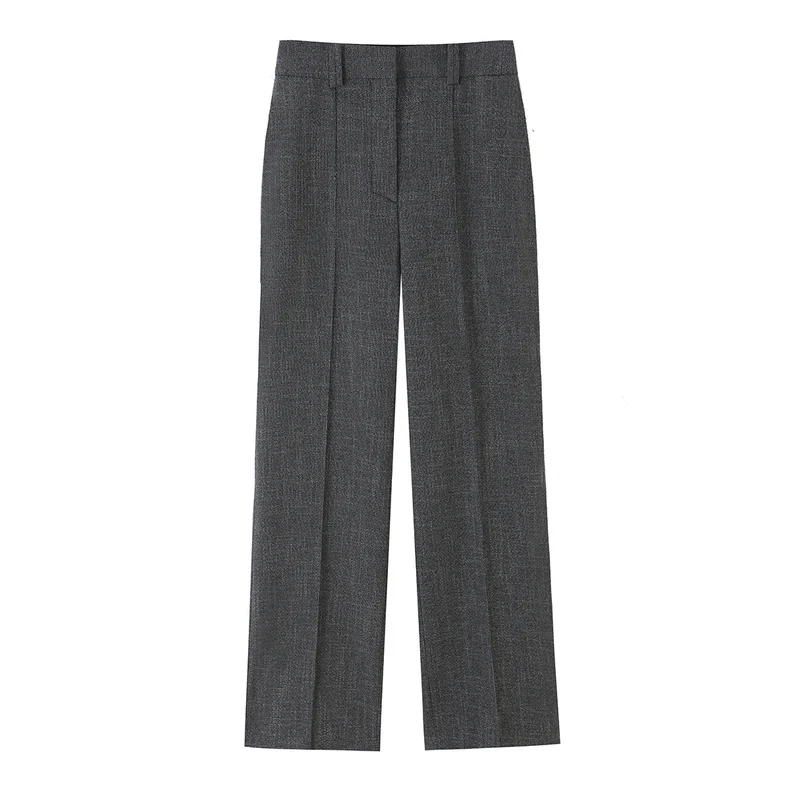 Damen Bundfaltenhose mit hoher Taille und geradem Bein Drune