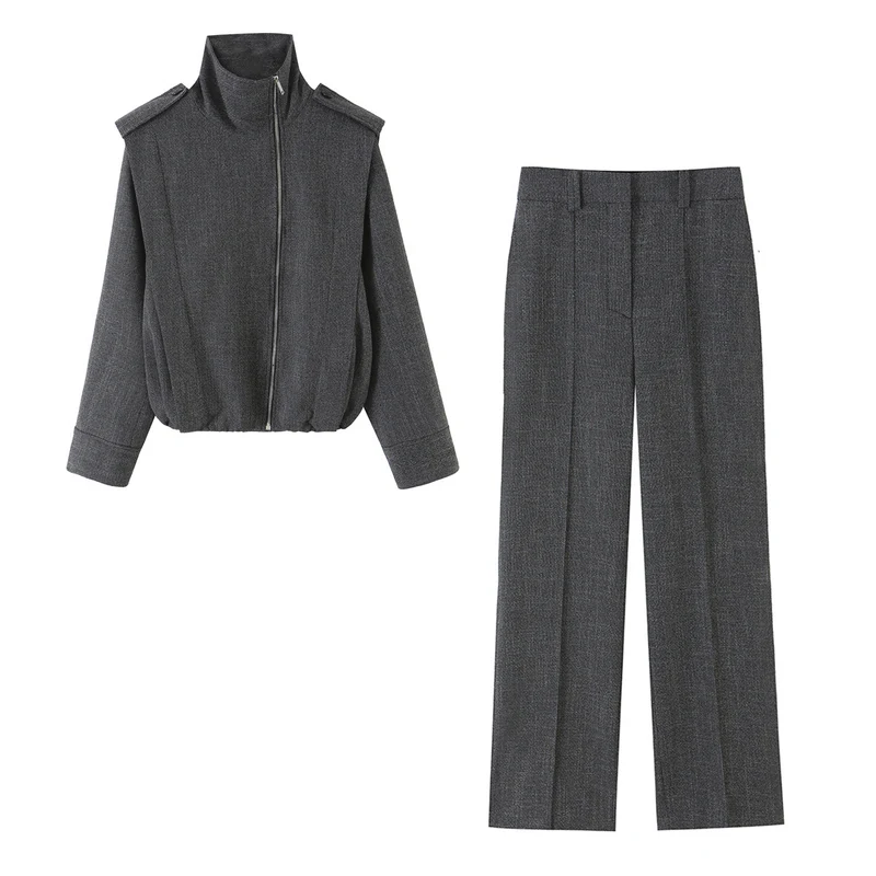 Damen Bundfaltenhose mit hoher Taille und geradem Bein Drune