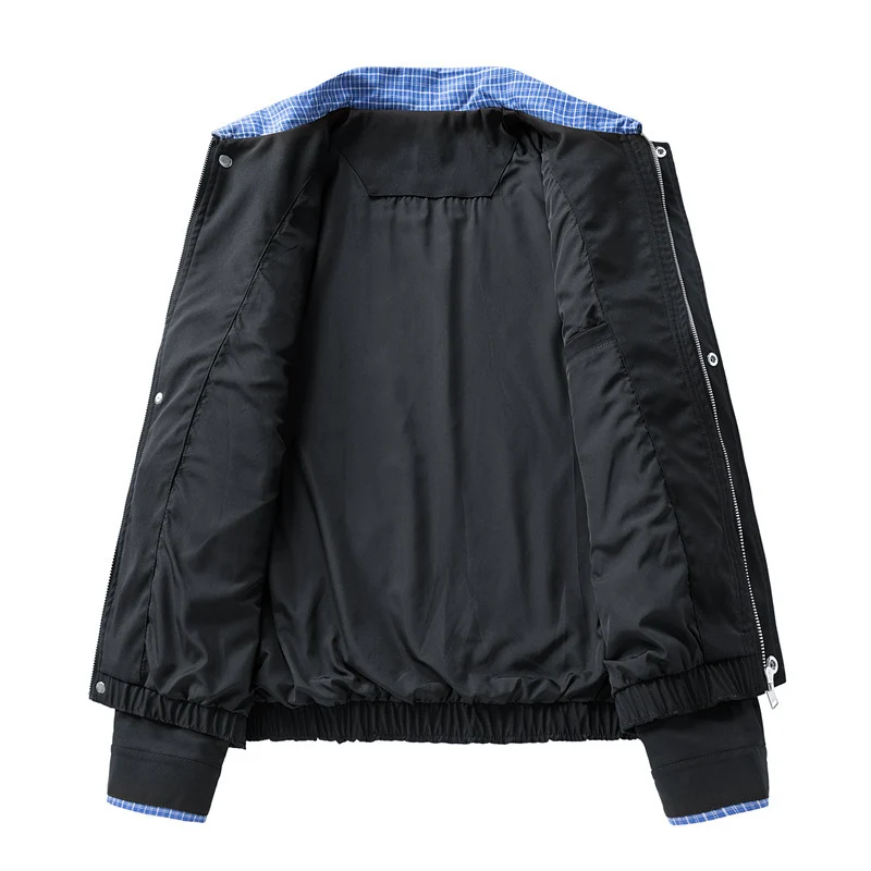 Damen Modische Blousonjacke mit Karo-Kragen Drune