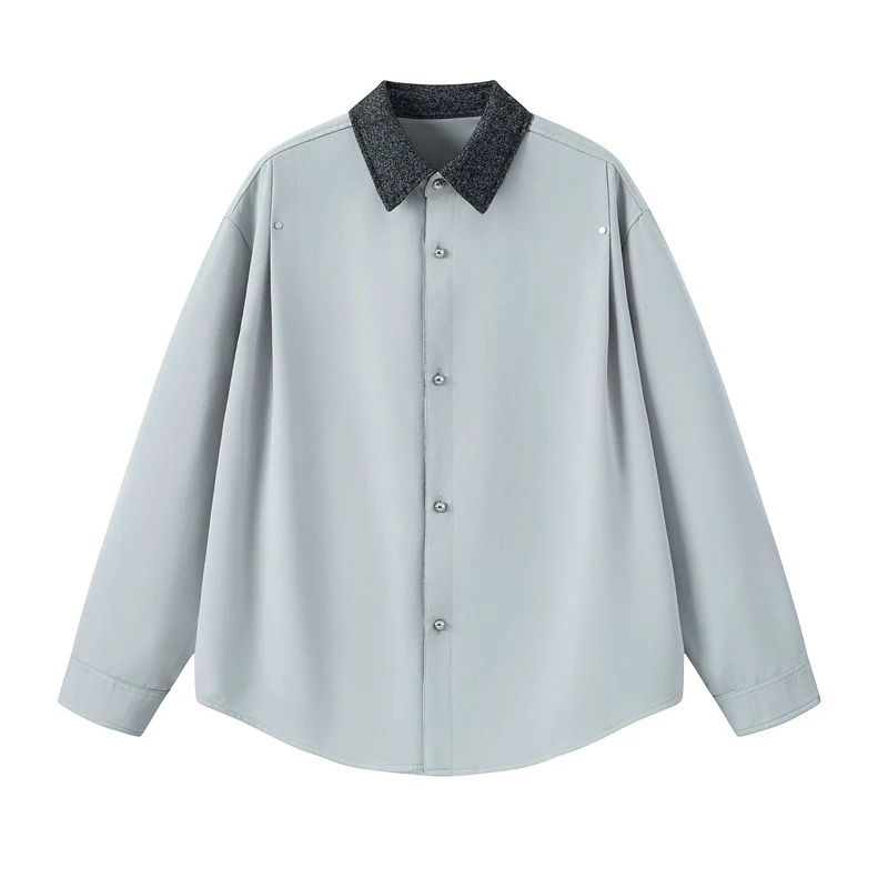 Damen Elegante Bluse mit Stehkragen Drune