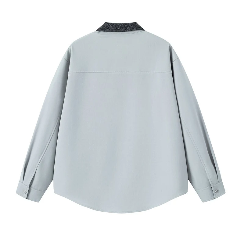 Damen Elegante Bluse mit Stehkragen Drune