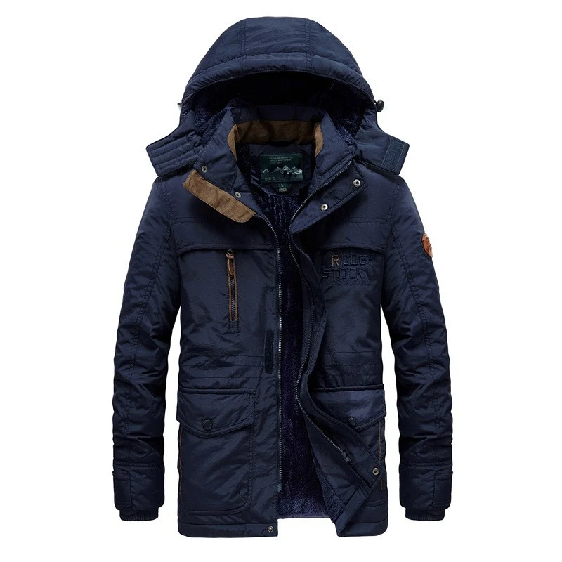 Herren Winterjacke mit abnehmbarer Kapuze und Fleecefutter Drune