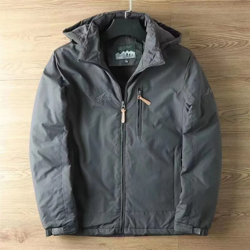 Herren Wetterfeste Outdoor-Jacke mit verstellbarem Kapuzenkragen Drune