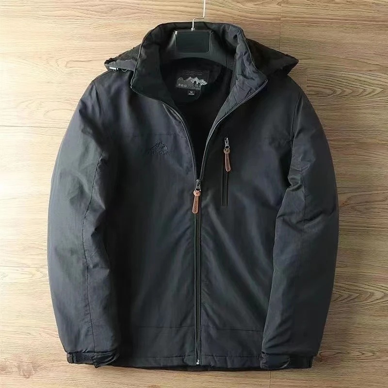 Herren Wetterfeste Outdoor-Jacke mit verstellbarem Kapuzenkragen Drune