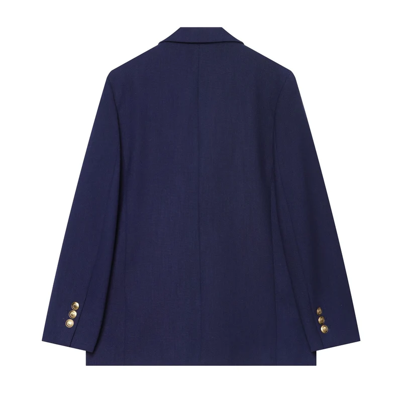 Damen Boxy‑Blazerjacke mit goldfarbenen Zierknöpfen und Leistentaschen Drune