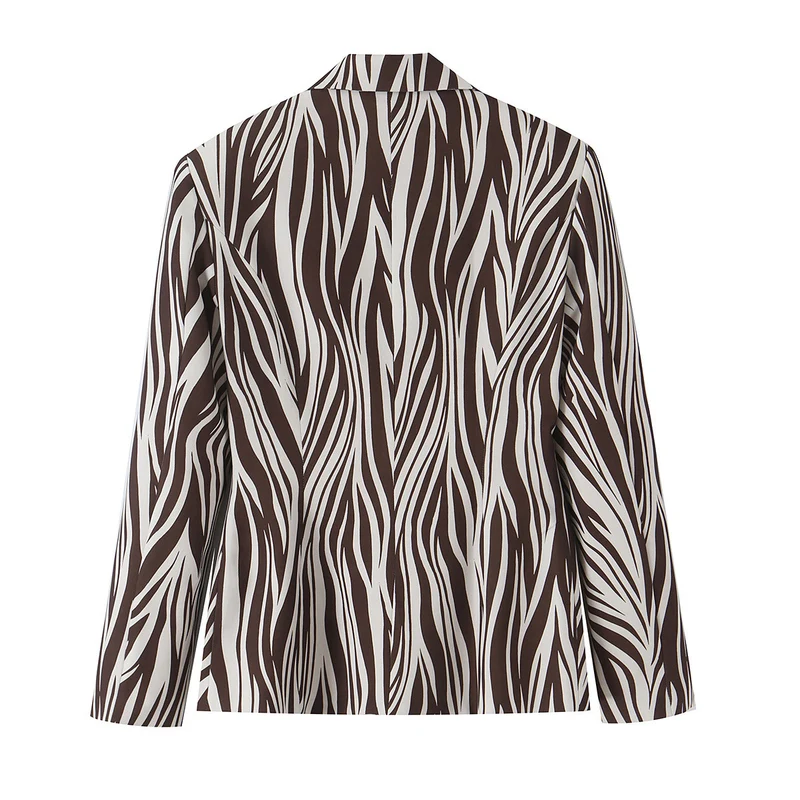 Damen Blazerjacke mit Zebrastreifen-Print, taillierter Silhouette und Reverskragen Drune