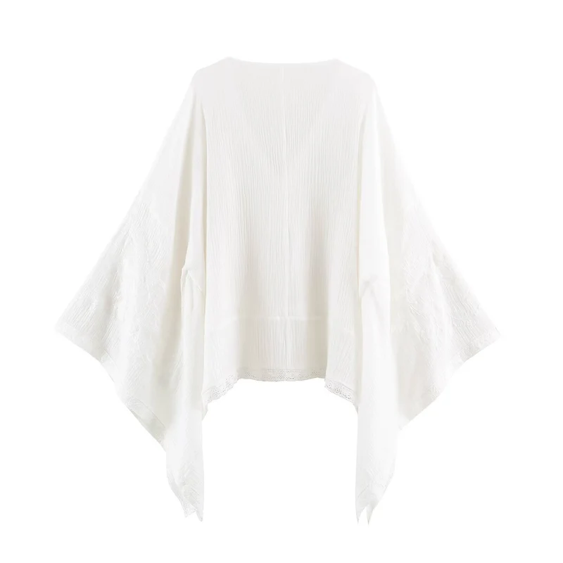 Damen Bestickter Kaftan‑Kimono mit V‑Ausschnitt und fließender Poncho‑Silhouette Drune