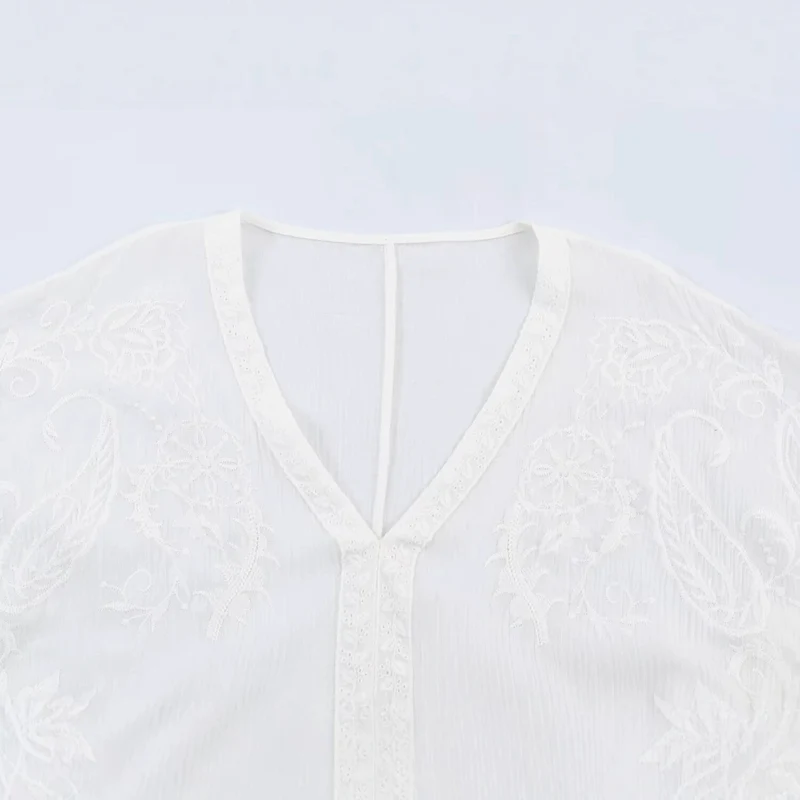 Damen Bestickter Kaftan‑Kimono mit V‑Ausschnitt und fließender Poncho‑Silhouette Drune