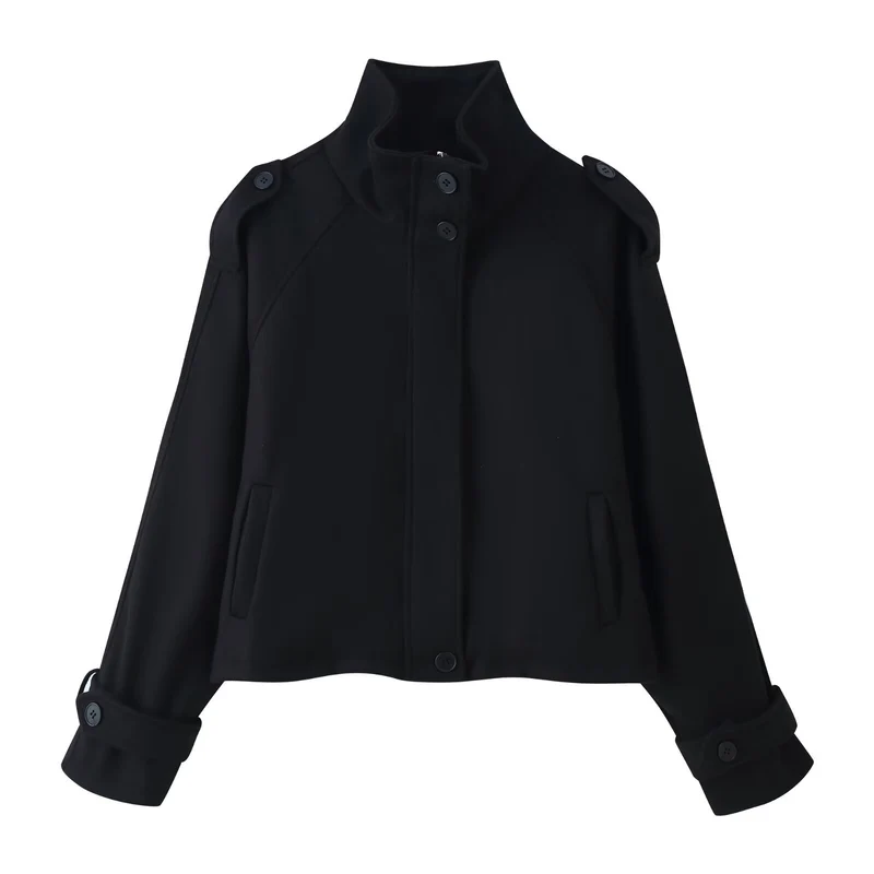 Damen 90+ kurzgeschnitteter Wollmix‑Blouson mit Funnelkragen und Taillierungsdetails Drune