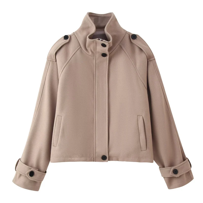 Damen 90+ kurzgeschnitteter Wollmix‑Blouson mit Funnelkragen und Taillierungsdetails Drune
