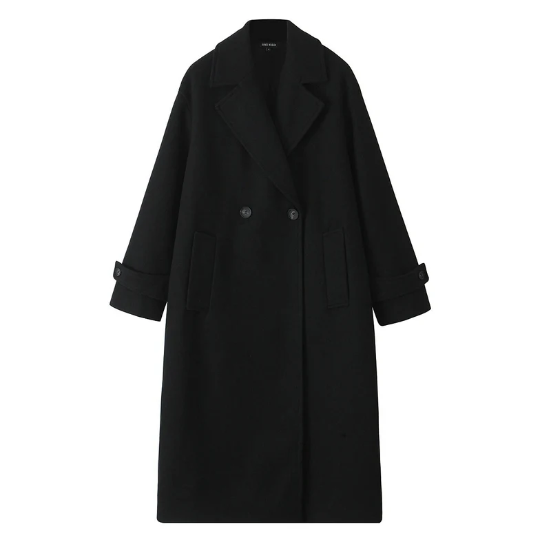 Damen 90+ doppelreihiger Wollmix-Mantel mit Oversize-Schnitt und Reverskragen Drune