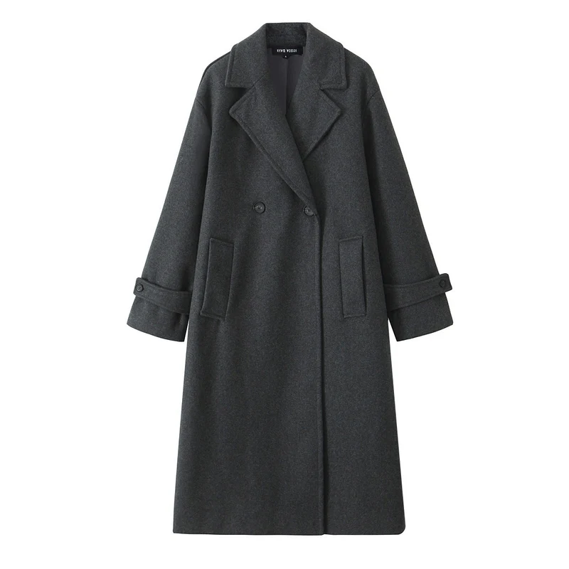 Damen 90+ doppelreihiger Wollmix-Mantel mit Oversize-Schnitt und Reverskragen Drune