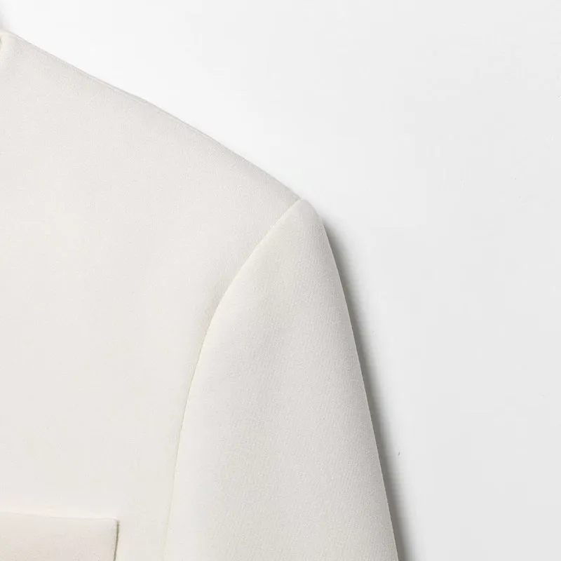 Damen 80+ taillierter Cropped-Blazer mit Stehkragen und verdeckter Knopfleiste Drune