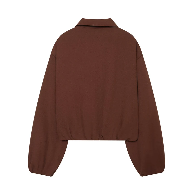Damen 80+ Cropped Blousonjacke mit Hemdkragen, durchgehendem Reißverschluss und elastischem Saum Drune