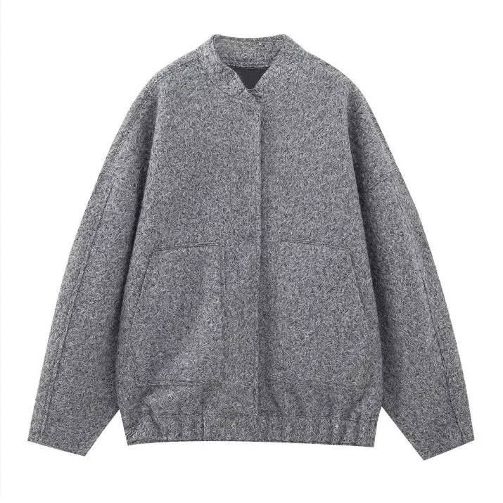 Damen 70+ Oversize Teddy-Fleece Jacke mit Stehkragen und aufgesetzten Taschen Drune