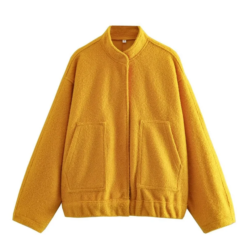 Damen 70+ Oversize Teddy-Fleece Jacke mit Stehkragen und aufgesetzten Taschen Drune