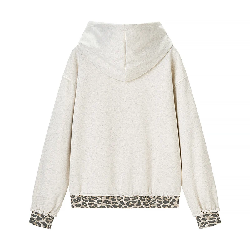 Damen 70+ lässiger Kapuzenpullover mit Leo‑Besatz und Used‑Details Drune
