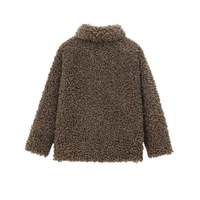Damen 70+ kuscheliger Teddy‑Mantel mit Reverskragen und weichem Kunstfell Drune