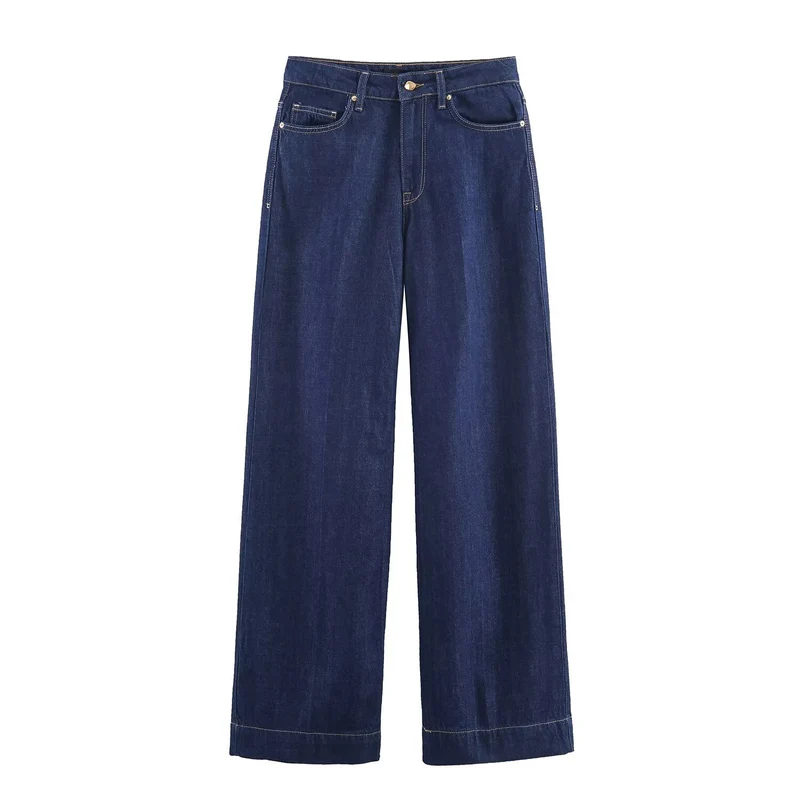 Damen 70+ hochgeschnittene Wide‑Leg Jeanshose mit hoher Taille und lässiger Culotte‑Silhouette Drune