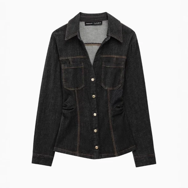 Damen 600+ taillierte Jeansjacke mit Brusttaschen und figurformenden Abnähern Drune