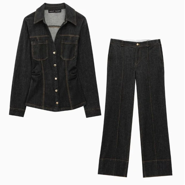 Damen 600+ taillierte Jeansjacke mit Brusttaschen und figurformenden Abnähern Drune