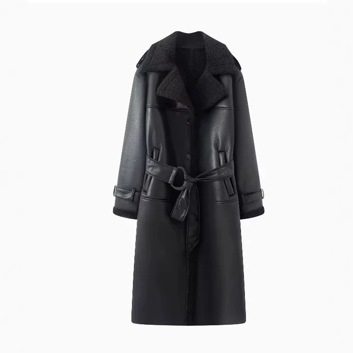 Damen 600+ Kurzjacke im Aviator‑Stil mit Kunstfellfutter und Bindegürtel Drune