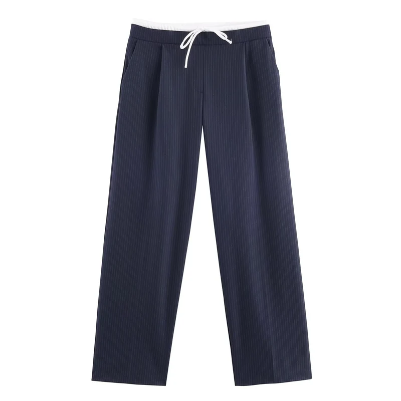 Damen 60+ weite Highwaist Palazzohose mit Tunnelzugbund und Bügelfalte Drune